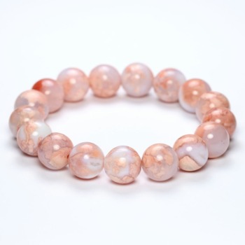 記念特価★[大特価！]マダガスカル産ピンクフラワーブルーアゲートブレスレット（約12mm玉）(24th-PFBA-BR1201IS)