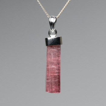 記念特価★[高品質]ブラジル産ピンクトルマリン結晶石ペンダントトップ（シルバー925）(24th-PKTO-PT001IS)