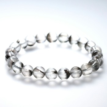 記念特価★[透明度抜群！高品質++]ブラジル産プラチナルチルクォーツブレスレット（約9mm玉・市場価格は超高騰！）(24th-PLLT-BR0901IS)