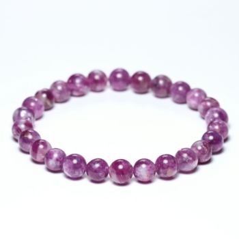 記念特価★[高品質++]ブラジル産レピドライトシリカブレスレット/パープルマイカシリカ（約7mm玉）(24th-PMSI-BR0751IS)
