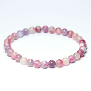 記念特価★ブラジル産ピンク・パープルトルマリンシリカブレスレット（約6.5mm玉・ユニコーンストーン）(24th-PPTS-BR0651IS)