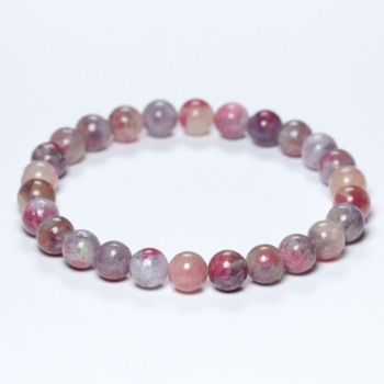 記念特価★ブラジル産ピンクパープルトルマリンシリカブレスレット（約8mm玉・ユニコーンストーン）(24th-PPTS-BR0801IS)