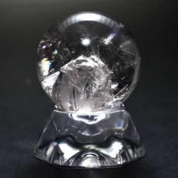 記念特価★ブラジル産クォーツインクォーツ丸玉/貫入水晶スフィア（直径31.3mm・レインボー＆クローライト内包！）(24th-QINQA-SP0313IS)