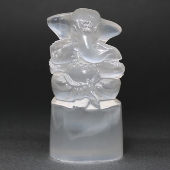 【第三弾】記念特価★モロッコ産セレナイト彫刻ガネーシャ像（270g）(24th-SEL-GN2700IS)