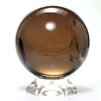 記念特価★[希少サイズ！高品質]ブラジル産スモーキークォーツ丸玉/アイリスクォーツスフィア（直径51.4mm・表面に若干凹みがあるため大特価！）(24th-SMOKQ-SP1070IS)