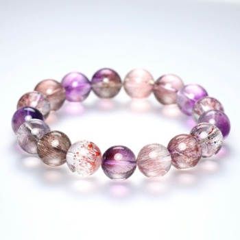【第三弾】記念特価★[高品質]マダガスカル産ミックススーパーセブンブレスレット（約13mm玉）(24th-SPPS-BR1301IS)