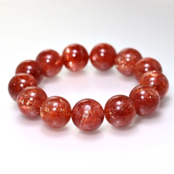 記念特価★[希少大玉！高品質++]タンザニア産サンストーンブレスレット（約16.5mm大玉！）(24th-SUNST-BR1651IS)