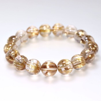 記念特価★[トップクォリティ]タイチンルチルクォーツブレスレット（約12.5mm玉/鑑別書付属・極太針！市場価格は150万円以上！）(24th-THRUT-MB8746IS)