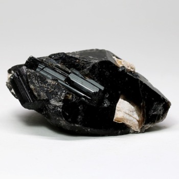 記念特価★[激レア！]ブラジル産ブラックトルマリン付きモリオン原石ナチュラルポイント（180g）(24th-TUR-NP1805IS)