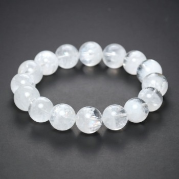 記念特価★[全玉レインボー！高品質++]マダガスカル産ホワイトスノーステップファントムブレスレット（約13.5mm玉）(24th-WHSN-BR1351IS)