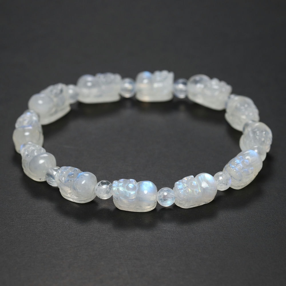 記念特価★マダガスカル産ホワイトラブラドライトヒキュウブレスレット(約12mm玉)-slide-0