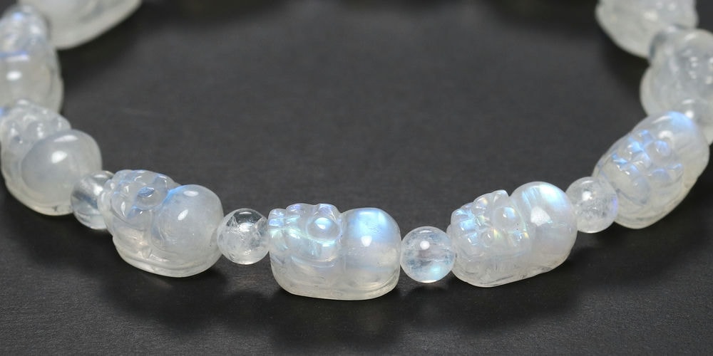 記念特価★マダガスカル産ホワイトラブラドライトヒキュウブレスレット(約12mm玉)-slide-1