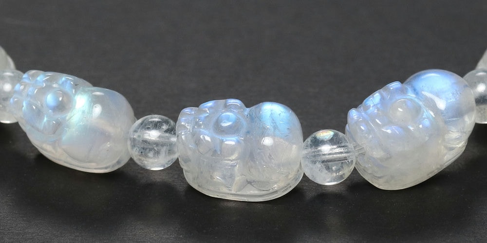 記念特価★マダガスカル産ホワイトラブラドライトヒキュウブレスレット(約12mm玉)-slide-3