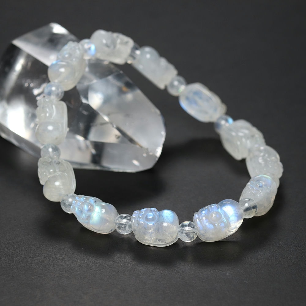 記念特価★マダガスカル産ホワイトラブラドライトヒキュウブレスレット(約12mm玉)-slide-6