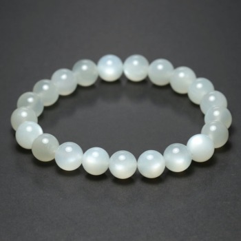 記念特価★[高品質]インド産ホワイトムーンストーンブレスレット（約9.5mm玉）(24th-WMOS-BR0951IS)