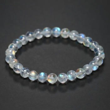 記念特価★[高品質]新鉱床マダガスカル産ホワイトラブラドライトブレスレット（約6mm玉）(24th-WTLT-BR0601IS)