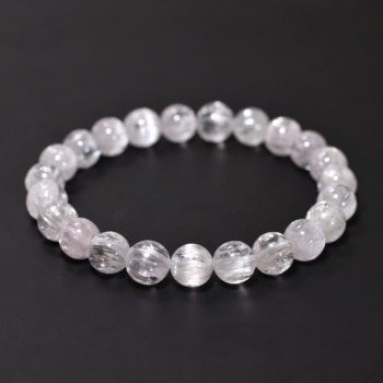 記念特価★[高品質++]キャッツアイホワイトクンツァイトブレスレット（約8mm玉）(25th-CAWKZ-BR0801)