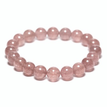 記念特価★[3A]ピンクマイカインクォーツブレスレット/流通名ストロベリークォーツ（約10mm玉）(25th-PKIQ-BR1001)
