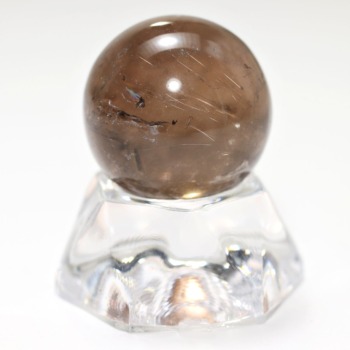 記念特価★ブラジル産スモーキールチルクォーツ丸玉/琥珀スフィア（直径25.0mm）(25th-SMRUQ-SPH0025)