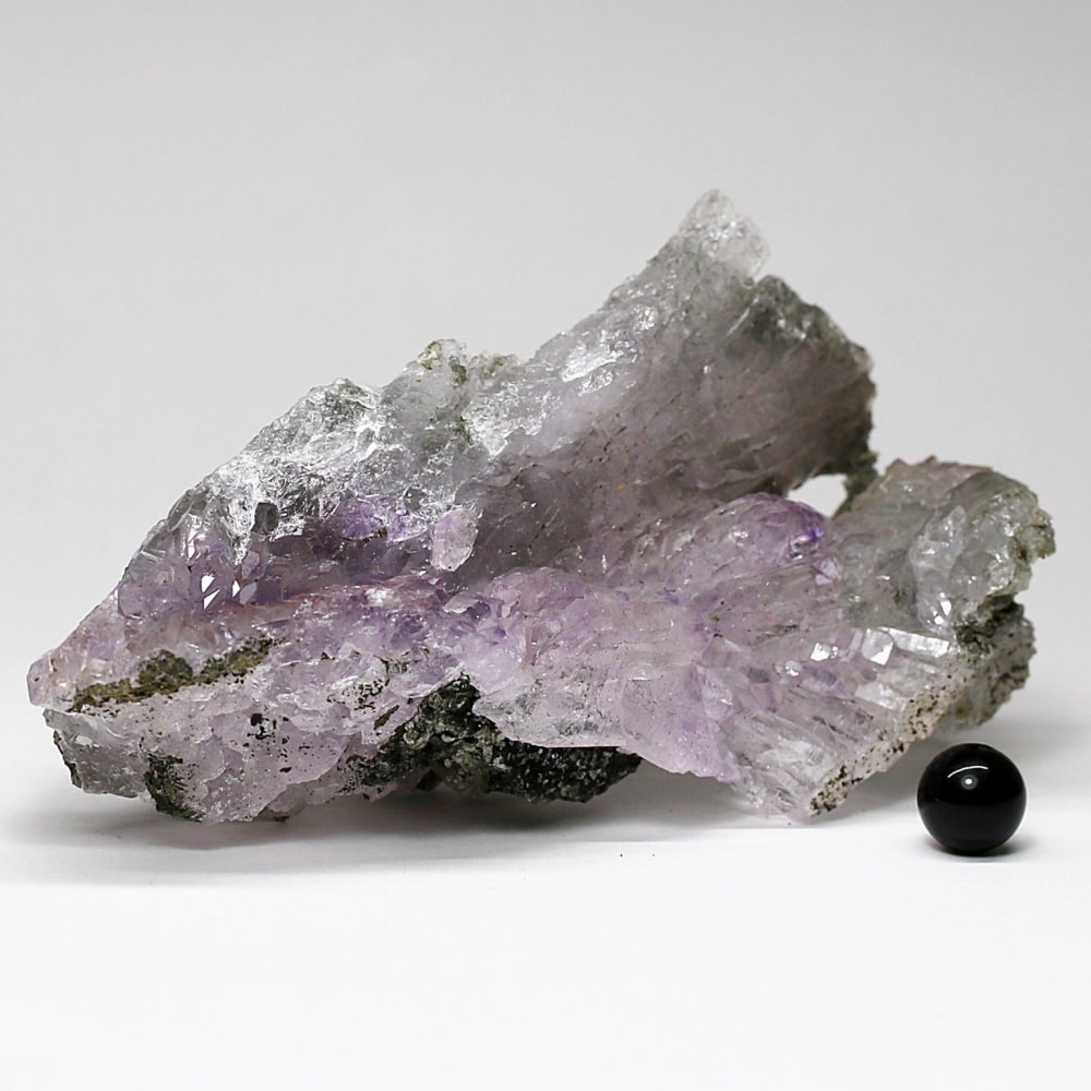 インド/カルール産アメジストエレスチャルクラスター(原石143g・レピドクロサイト内包)-slide-10