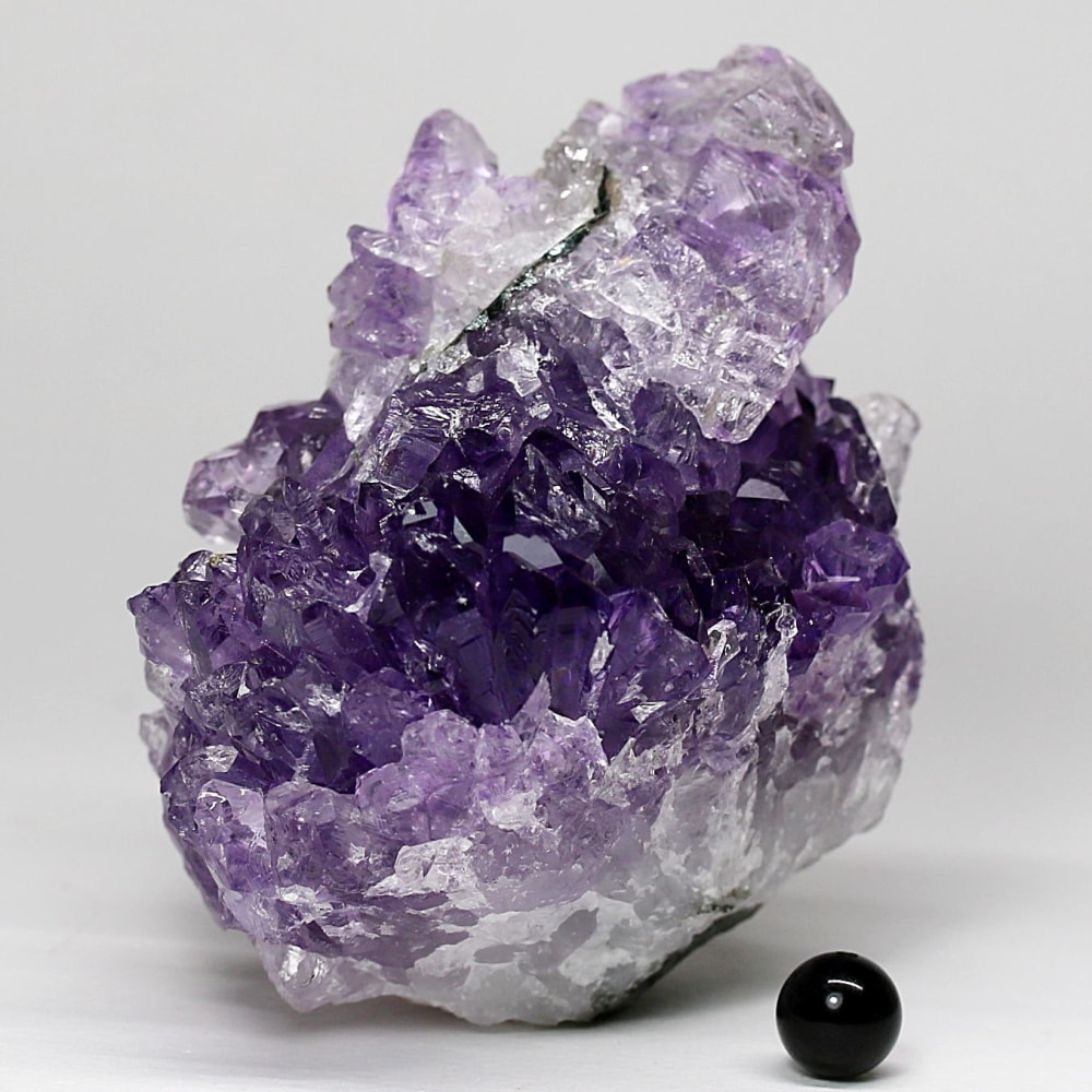 インド/カルール産アメジストエレスチャルクラスター(原石331g・マイカ共生・今では貴重な濃い紫)-slide-9