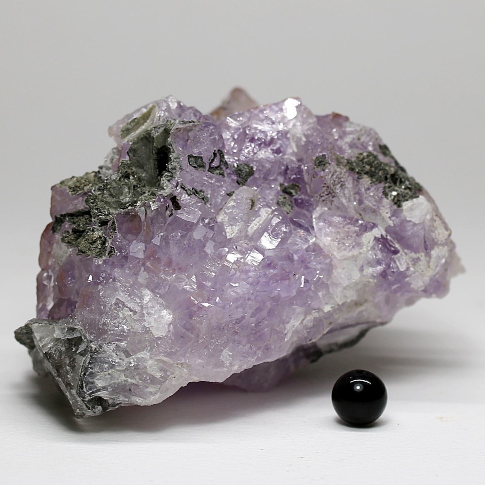 インド/カルール産アメジストエレスチャルクラスター(原石366g・マイカ共生)-slide-9