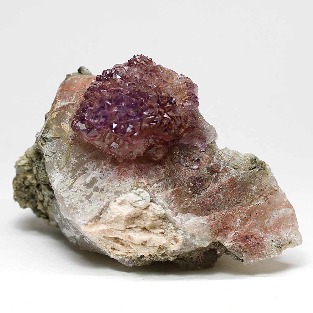 インド/カルール産アメジストエレスチャルクラスター(原石394g・レピドクロサイト内包・クォーツ共生)-slide-1