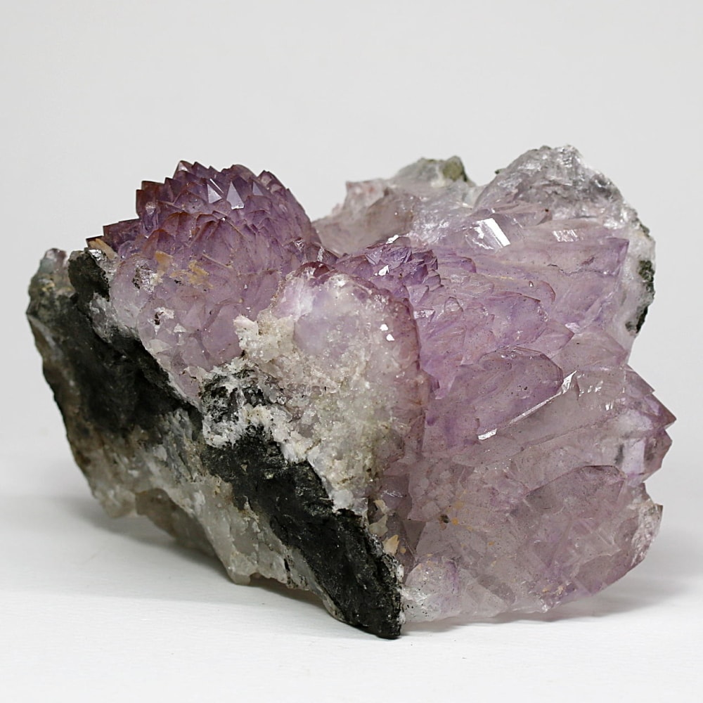 インド/カルール産アメジストエレスチャルクラスター(原石500g・ファセットにレピドクロサイト共生内包)-slide-0