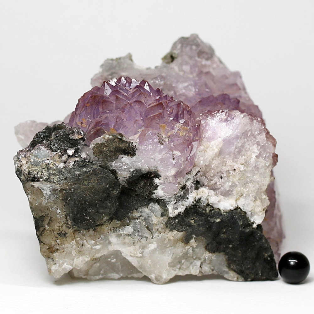 インド/カルール産アメジストエレスチャルクラスター(原石500g・ファセットにレピドクロサイト共生内包)-slide-11