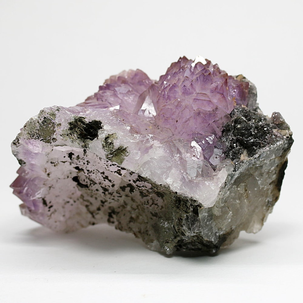 インド/カルール産アメジストエレスチャルクラスター(原石500g・ファセットにレピドクロサイト共生内包)-slide-5