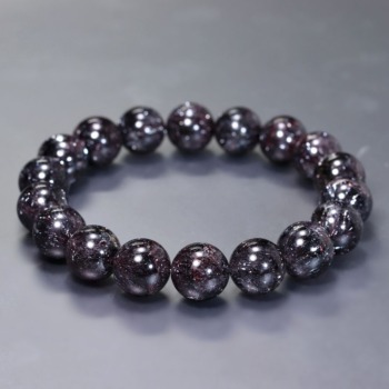 [高品質++]ブラックスーパーセブンブレスレット/ニードルヘマタイトインクォーツ（約11mm玉）(BLK7-BR1101IS)