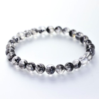 [高品質++]ブラックプラチナルチルクォーツブレスレット（約6.5mm玉）(BPTR-BR0651IS)