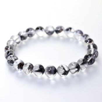 [高品質++]ブラックプラチナルチルクォーツブレスレット（約7.5mm玉）(BPTR-BR0751IS)