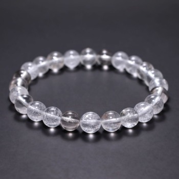 [特別価格/3A+]インド/マニハール産ヒマラヤ水晶ブレスレット（約8.5mm玉・スモーキークォーツ入り）(CHMH-BR0852IS)