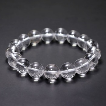 [高品質]インド/マニハール産ヒマラヤ水晶ブレスレット（約12.5mm玉・ルチル入り）(CHMH-BR1252IS)