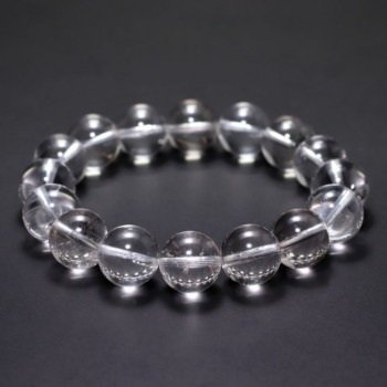 [高品質+]インド/マニハール産ヒマラヤ水晶ブレスレット（約14mm玉・クローライト＆ルチル入り）(CHMH-BR1401IS)