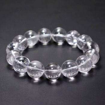 [3A+]インド/マニハール産ヒマラヤ水晶ブレスレット（約15mm玉・レインボー＆ルチル入り）(CHMH-BR1502IS)