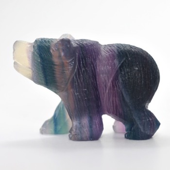 天然レインボーフローライト彫刻クマ（置物）