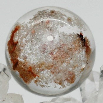 [高品質]ブラジル産ガーデンクォーツ丸玉/庭園水晶スフィア（直径24.0mm/ホワイト＆オレンジ系）(GERQ-SP0191IS)