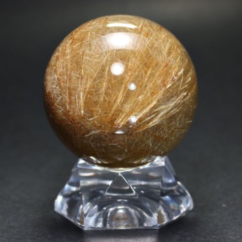 [特別価格/3A]ブラジル産ゴールドルチルクォーツ丸玉/スフィア（球体直径49.4mm・高密度インクルージョン）(GLDR-SPH0494IS)