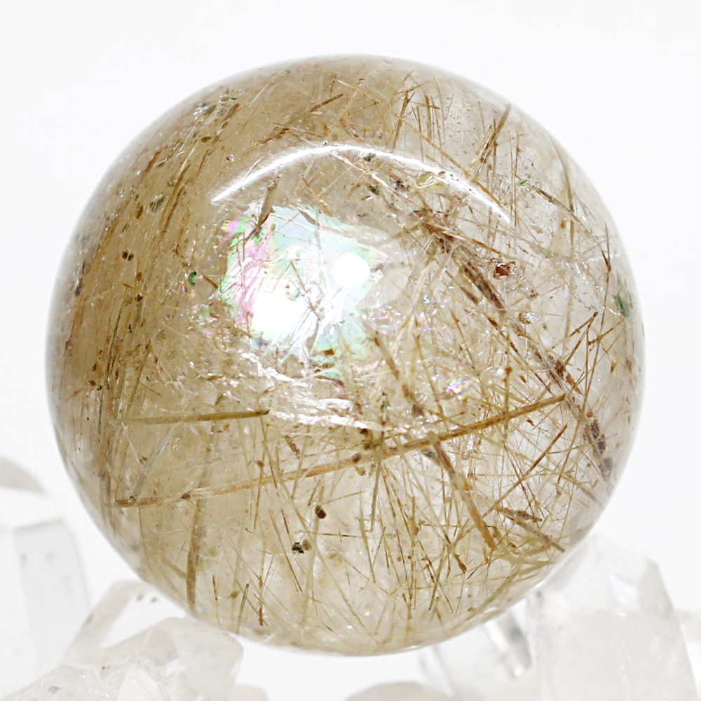ガネッシュヒマール産ヒマラヤ水晶丸玉/角閃石内包スフィア（直径45.5〜45.8mm）