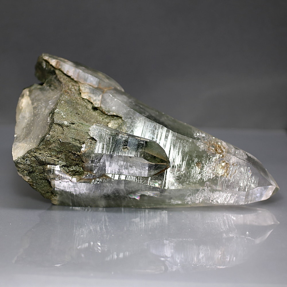 [ガネッシュヒマール/ラパ産]ヒマラヤ水晶原石ナチュラルポイント（全長156mm/エレスチャル・水入り）