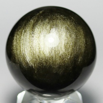 [メキシコ産]ゴールデンオブシディアン丸玉 金黒曜石スフィア（直径約45.5mm）(GOB-SP1162IS)