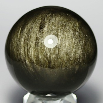 [メキシコ産]ゴールデンオブシディアン丸玉 金黒曜石スフィア（直径約55.8mm）(GOB-SP2120IS)