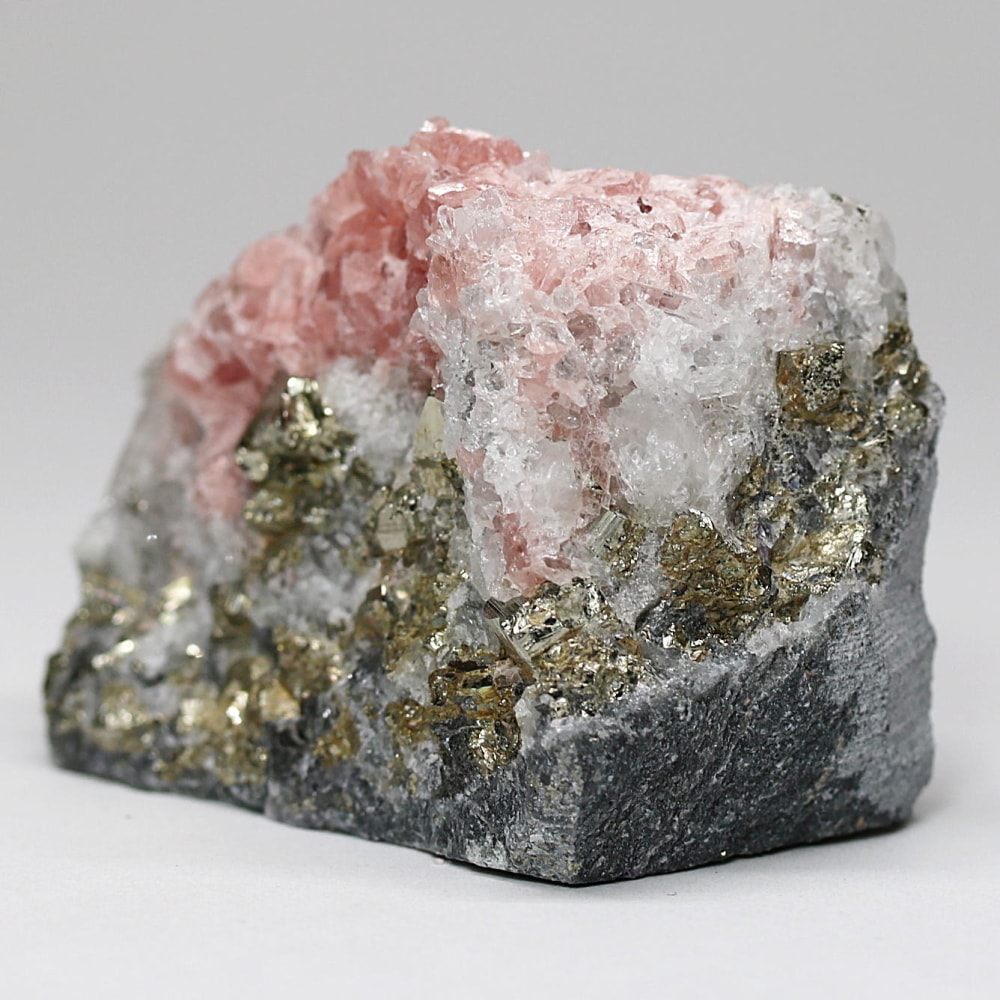 インカローズ結晶原石(ロードクロサイト)/クォーツ&パイライト共生(総重量77.6g)-slide-1