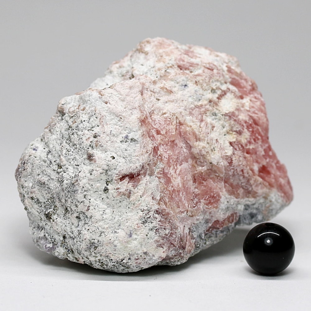 インカローズ結晶原石(ロードクロサイト)/微フローライト&パイライト共生(総重量125g)-slide-8