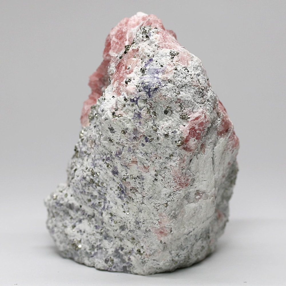 インカローズ結晶原石(ロードクロサイト)/フローライト&パイライト共生(総重量241g)-slide-2