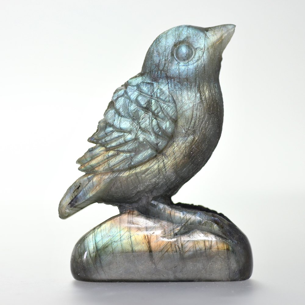マダガスカル産]ラブラドライト彫刻小鳥（置物）(LAB-BA0591IS) 天然石・パワーストーン Infonix（インフォニック）