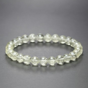 [高品質]全玉クリストバライト内包天然リビアングラスブレスレット（約7.5mm玉）(LDGL-BR0751IS)