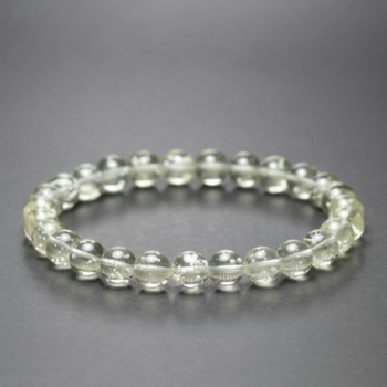 [高品質++]全玉クリストバライト内包天然リビアングラスブレスレット（約7.5mm玉）(LDGL-BR0752IS)